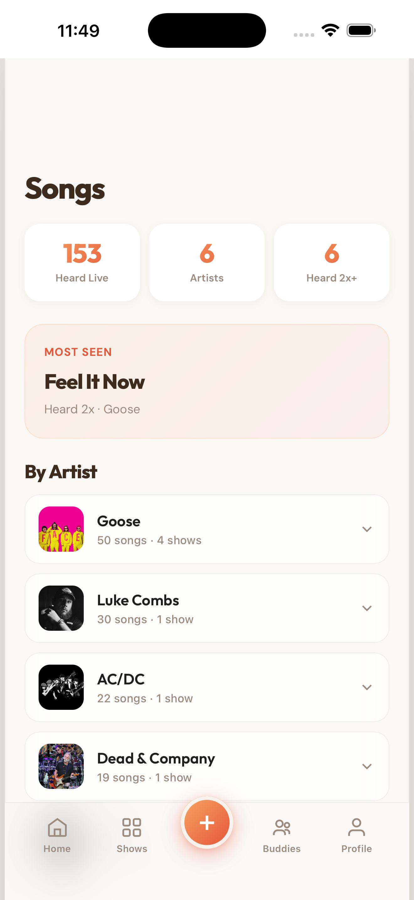 Songs view
